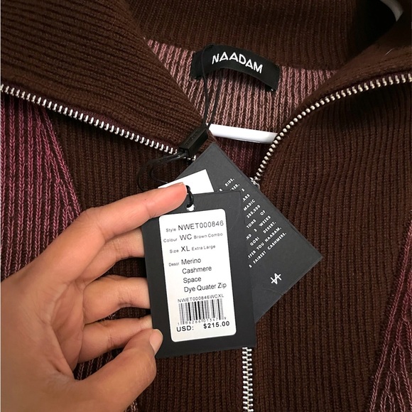 Naadam Merino Cashmere Space Dye Quarter Zip Sweater - Picture 12 of 12